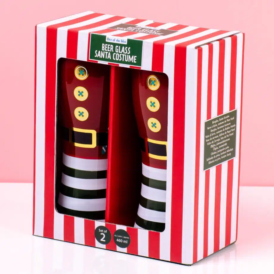 Kerstman bierglas (set van 2)