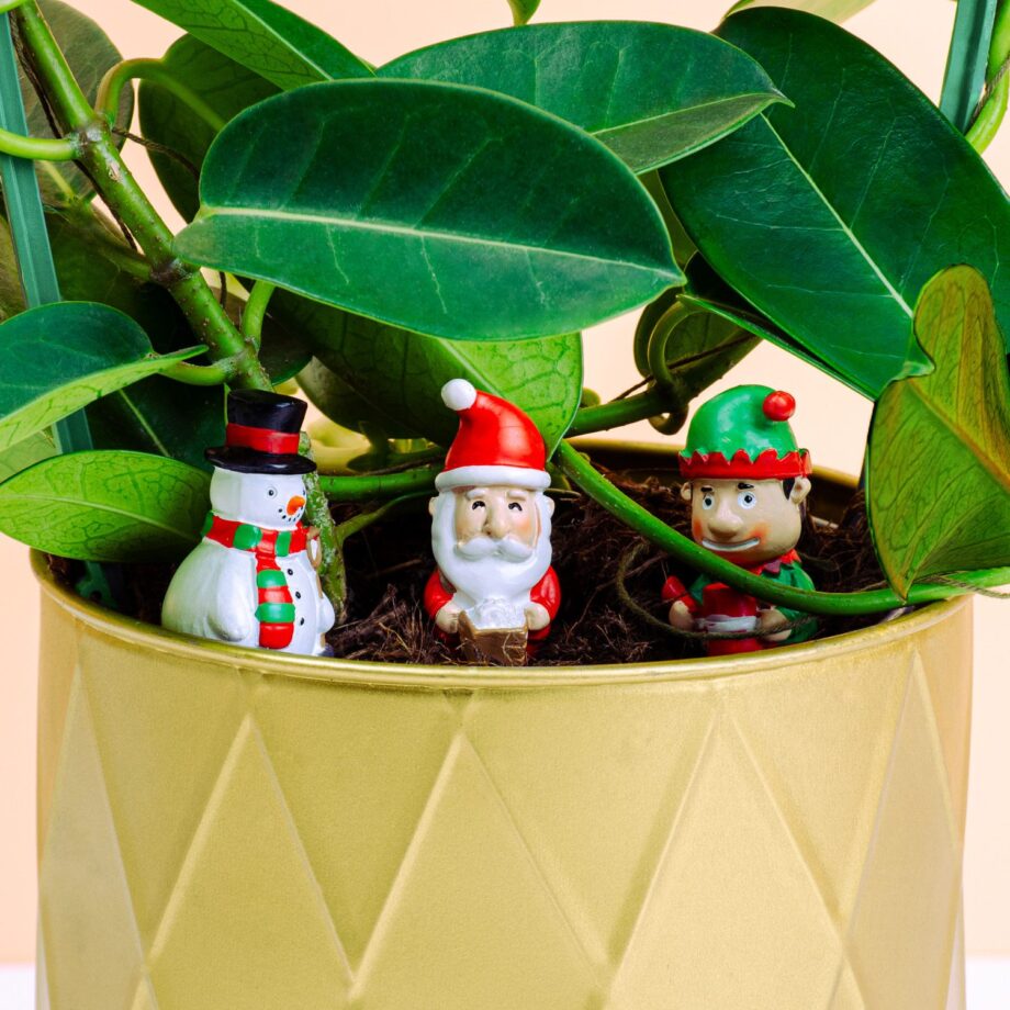 Mini kerstfiguren voor bloempot (set van 4)