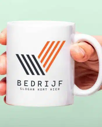 Gepersonaliseerde mok met bedrijfsnaam en logo