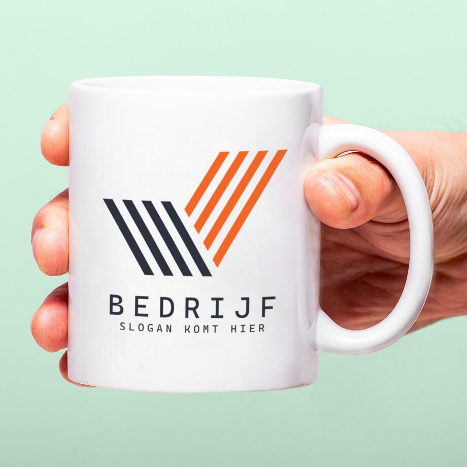 Gepersonaliseerde mok met bedrijfsnaam en logo