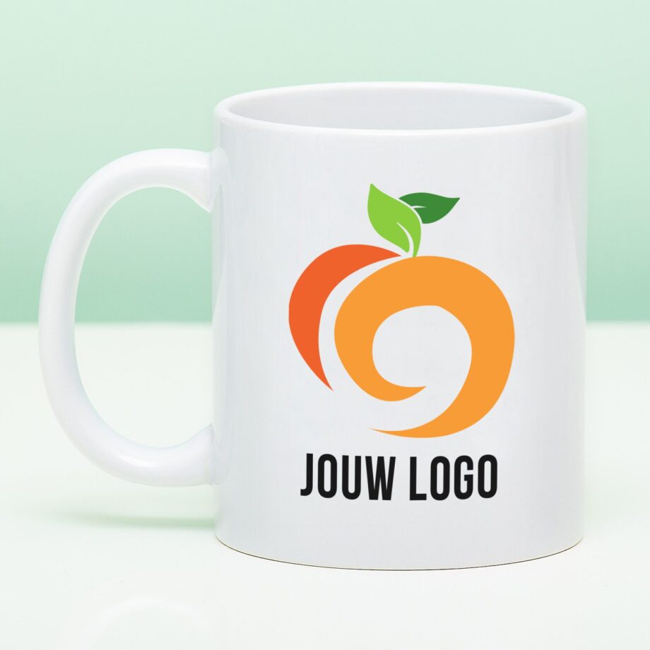 Gepersonaliseerde mok met bedrijfsnaam en logo
