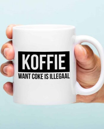 Mok Koffie want coke is illegaal