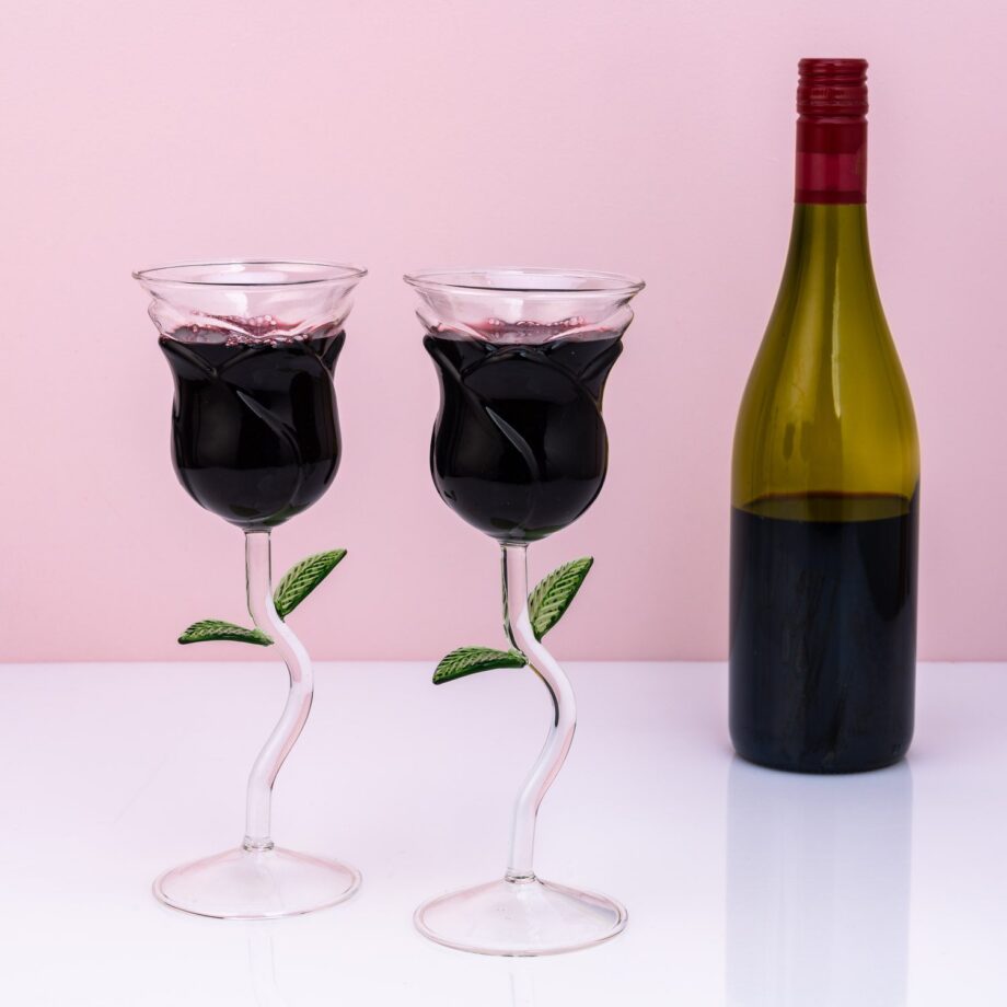 Roos wijnglas (set van 2)