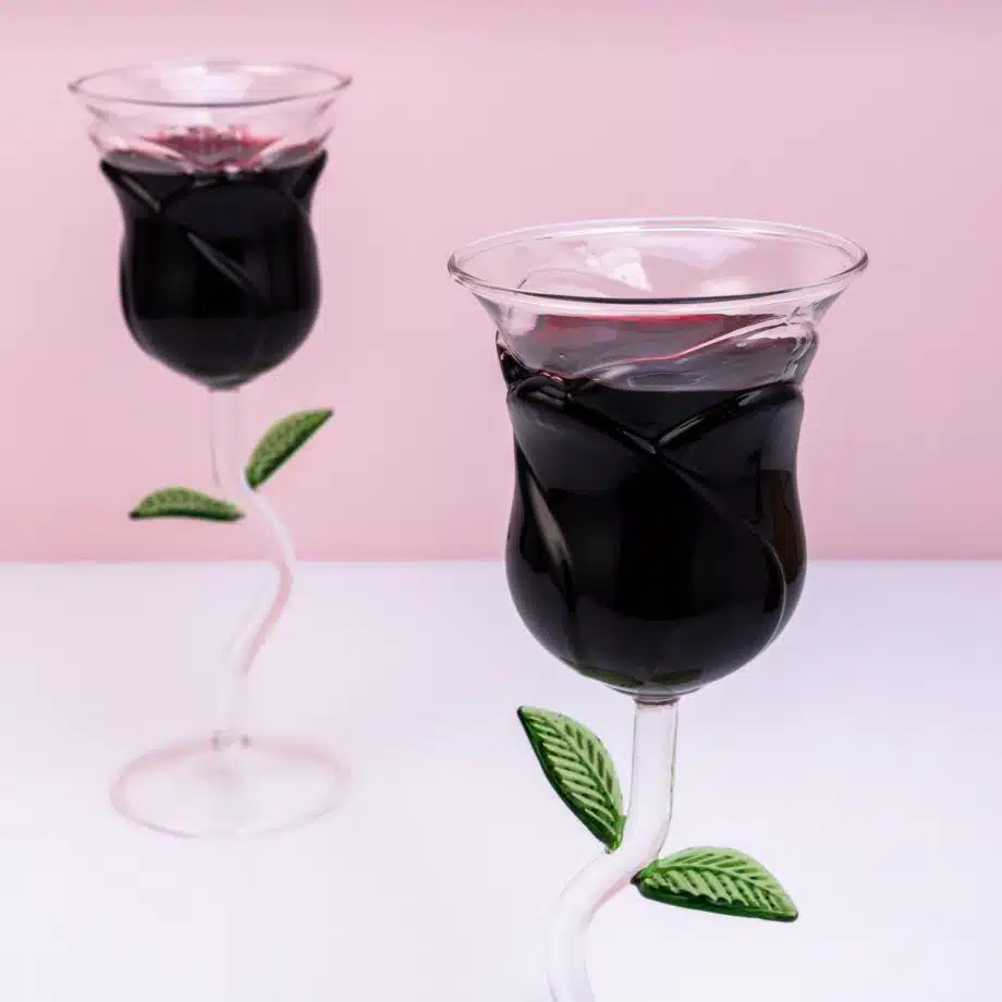 Roos wijnglas (set van 2)