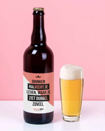Bierfles Drinken halveert je leven (750 ml)