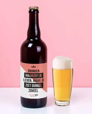 Bierfles Drinken halveert je leven (750 ml)