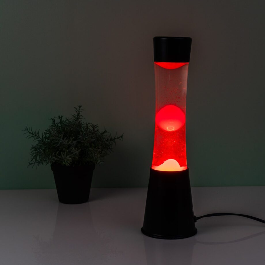 Lavalamp zwart met rode lava