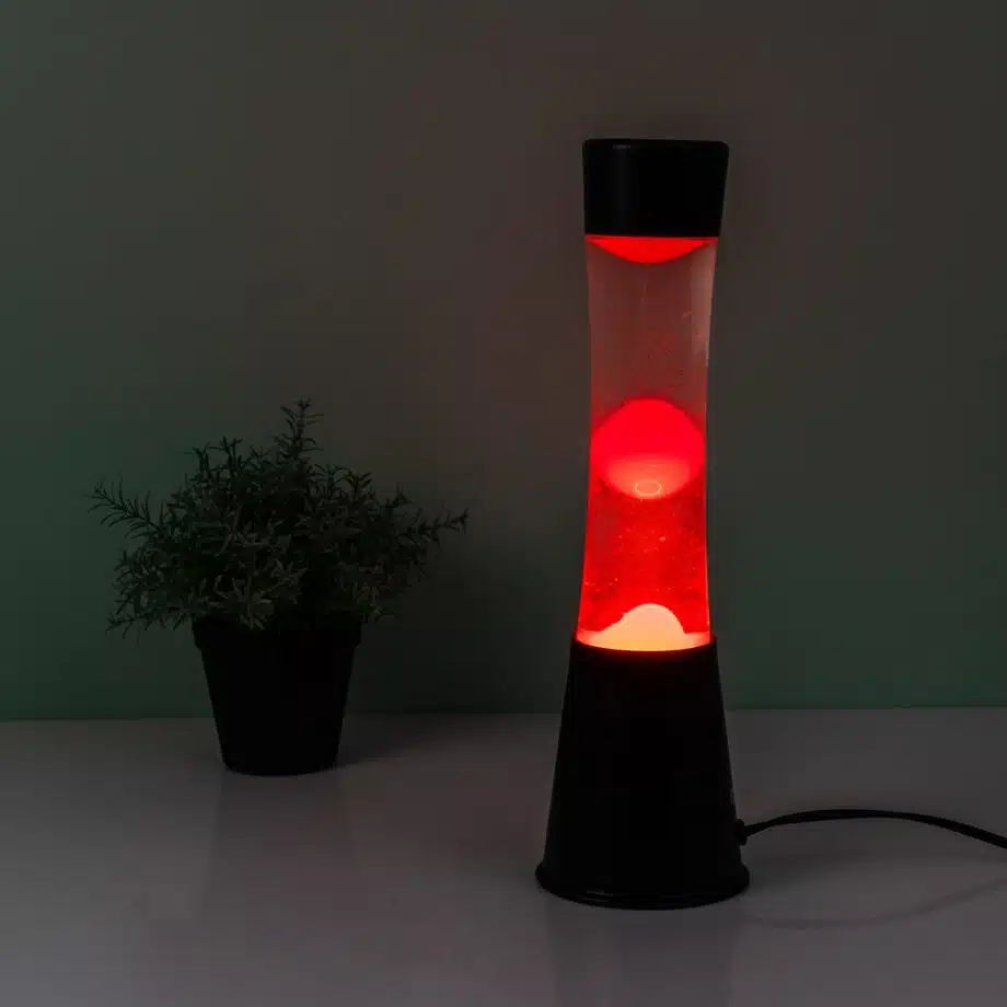 Lavalamp zwart met rode lava