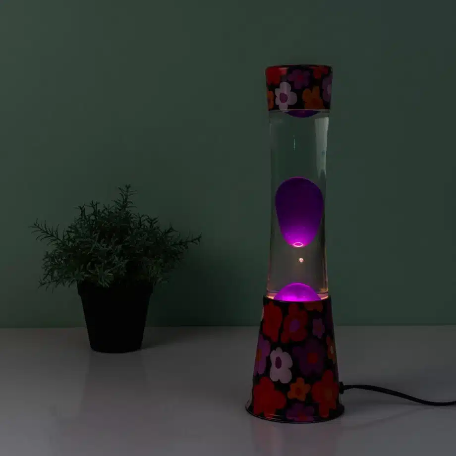 Lavalamp bloemen met roze lava