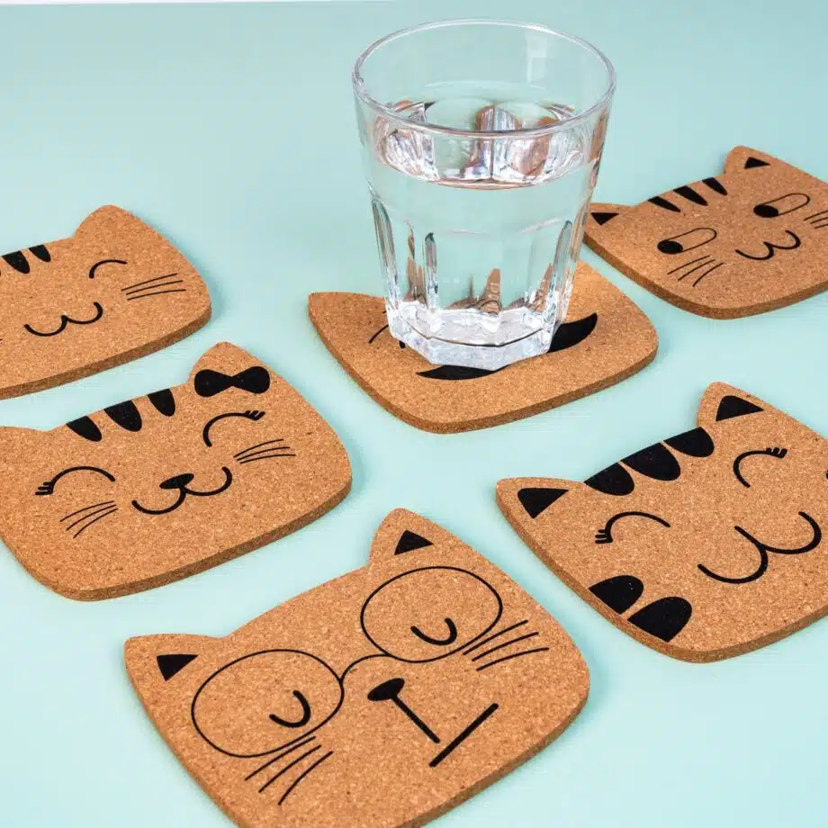 Kattenfamilie onderzetters (set van 6)