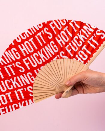 Houten waaier It's Fucking Hot - Rood patroon