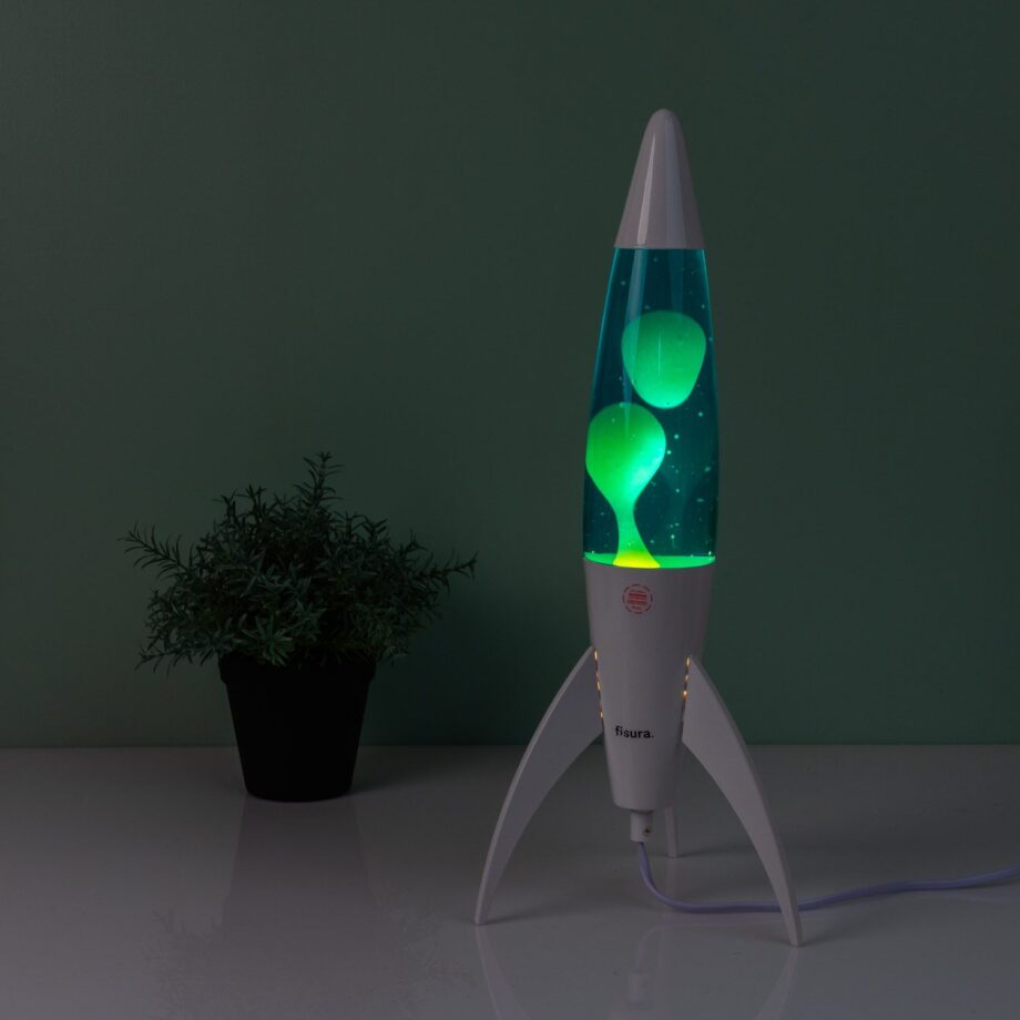 Rocket lavalamp wit met witte lava
