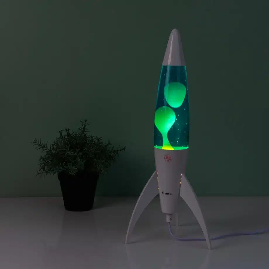 Rocket lavalamp wit met witte lava