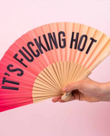 Houten waaier It's Fucking Hot - Roze/oranje