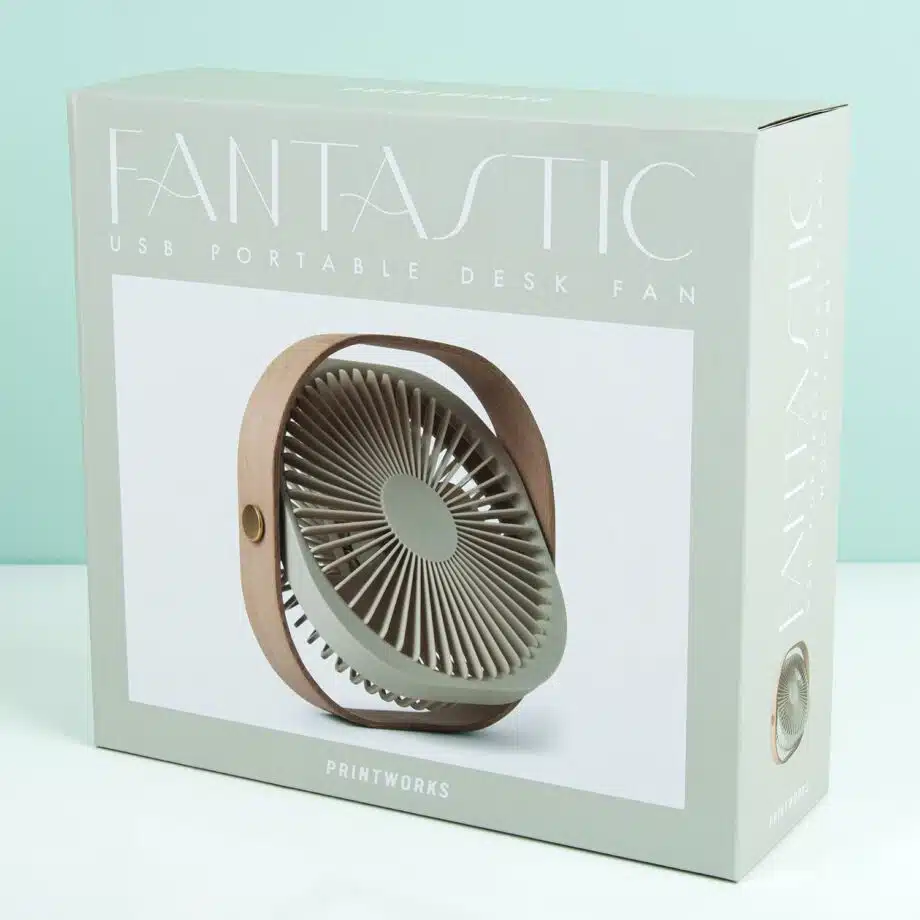 Oplaadbare ventilator met houten frame