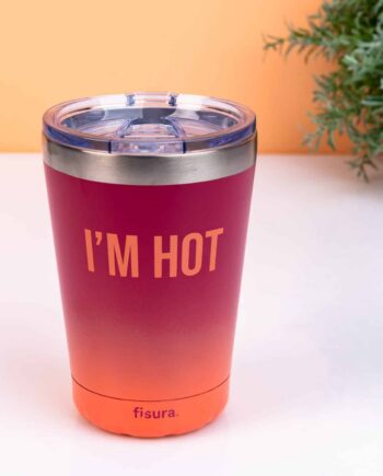 Koffiemok thermosbeker - I'm Hot/rood oranje