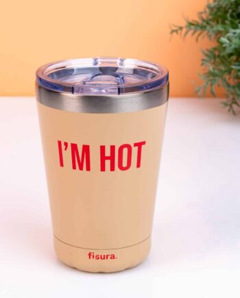 Koffiemok thermosbeker - I'm Hot/beige