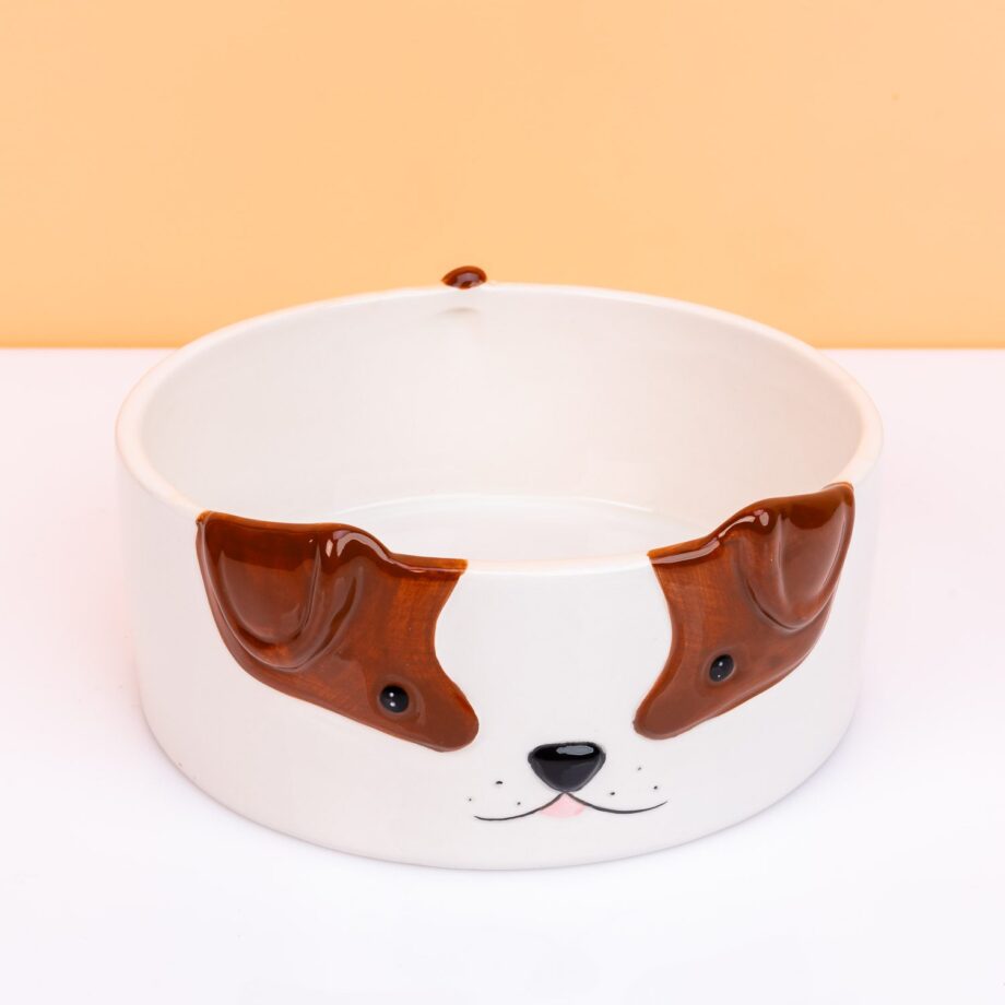 Honden voerbak met hondengezicht