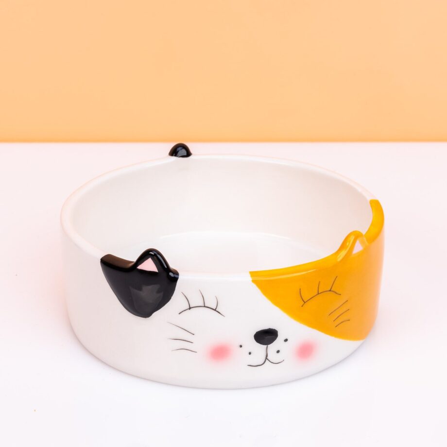 Kat voerbak met kattengezicht