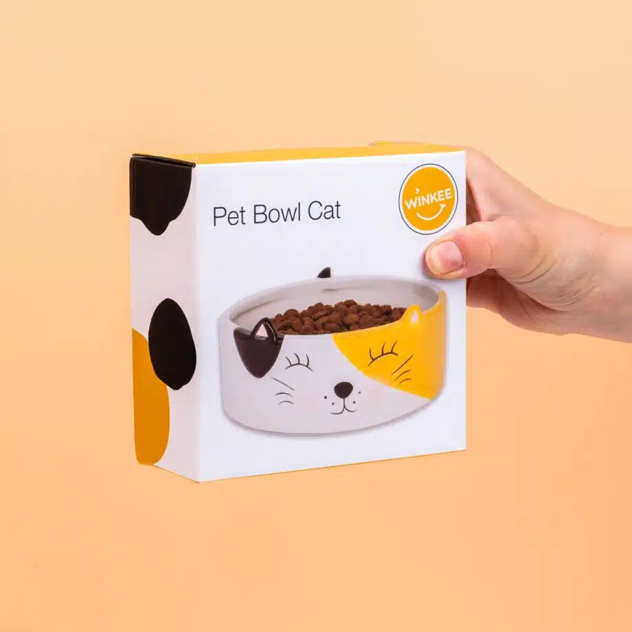 Kat voerbak met kattengezicht