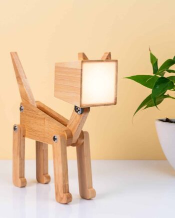 Houten tafellamp - Kat