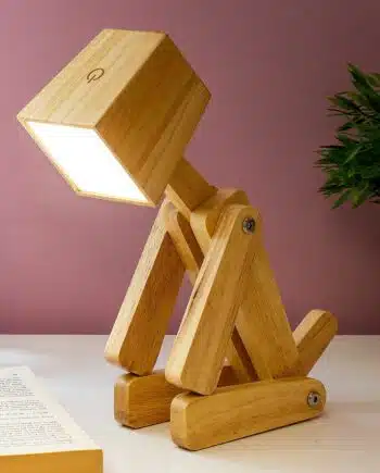 Houten tafellamp - Hond