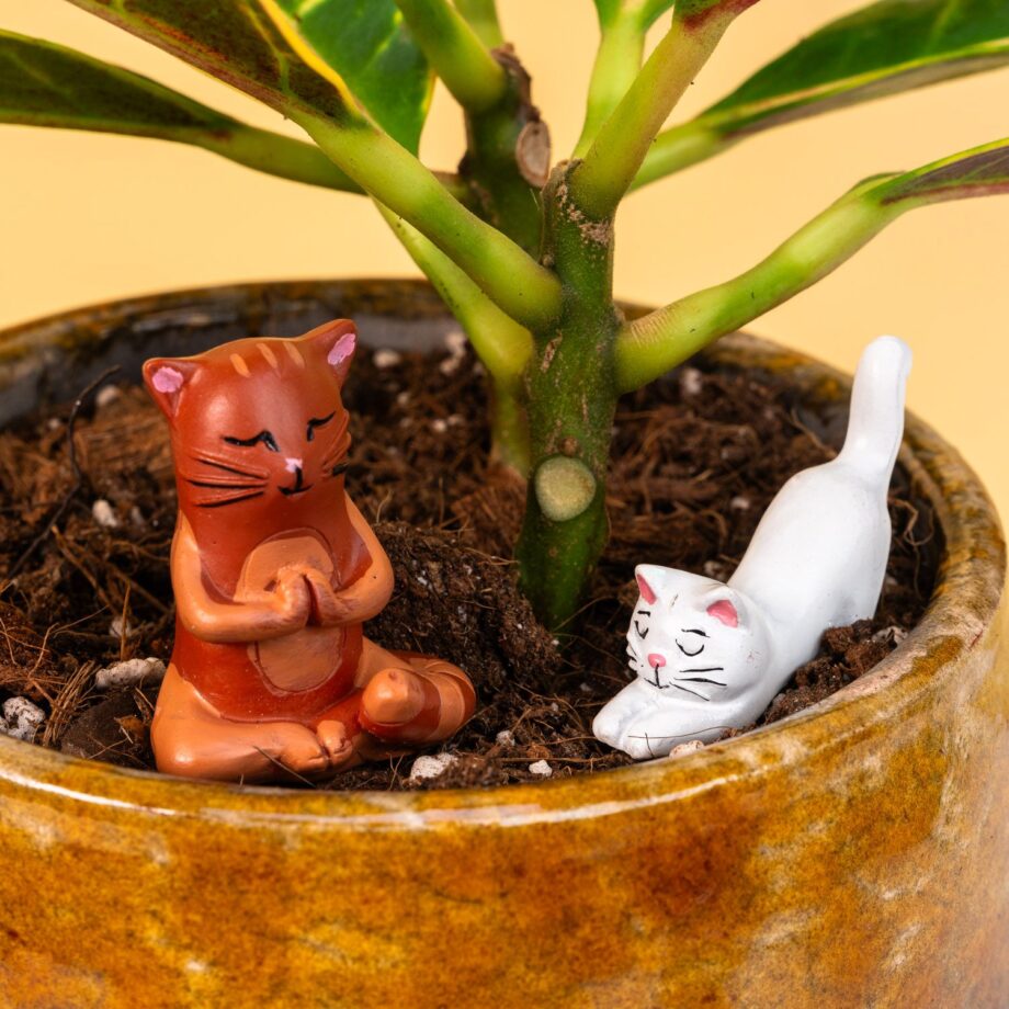 Bloempot katten (set van 4)