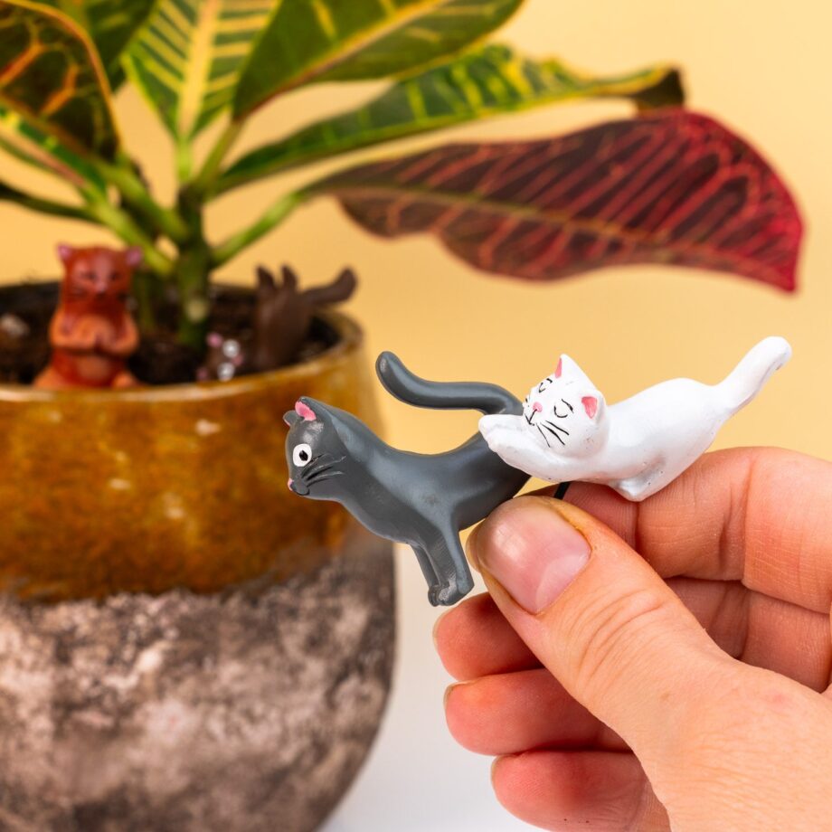 Bloempot katten (set van 4)