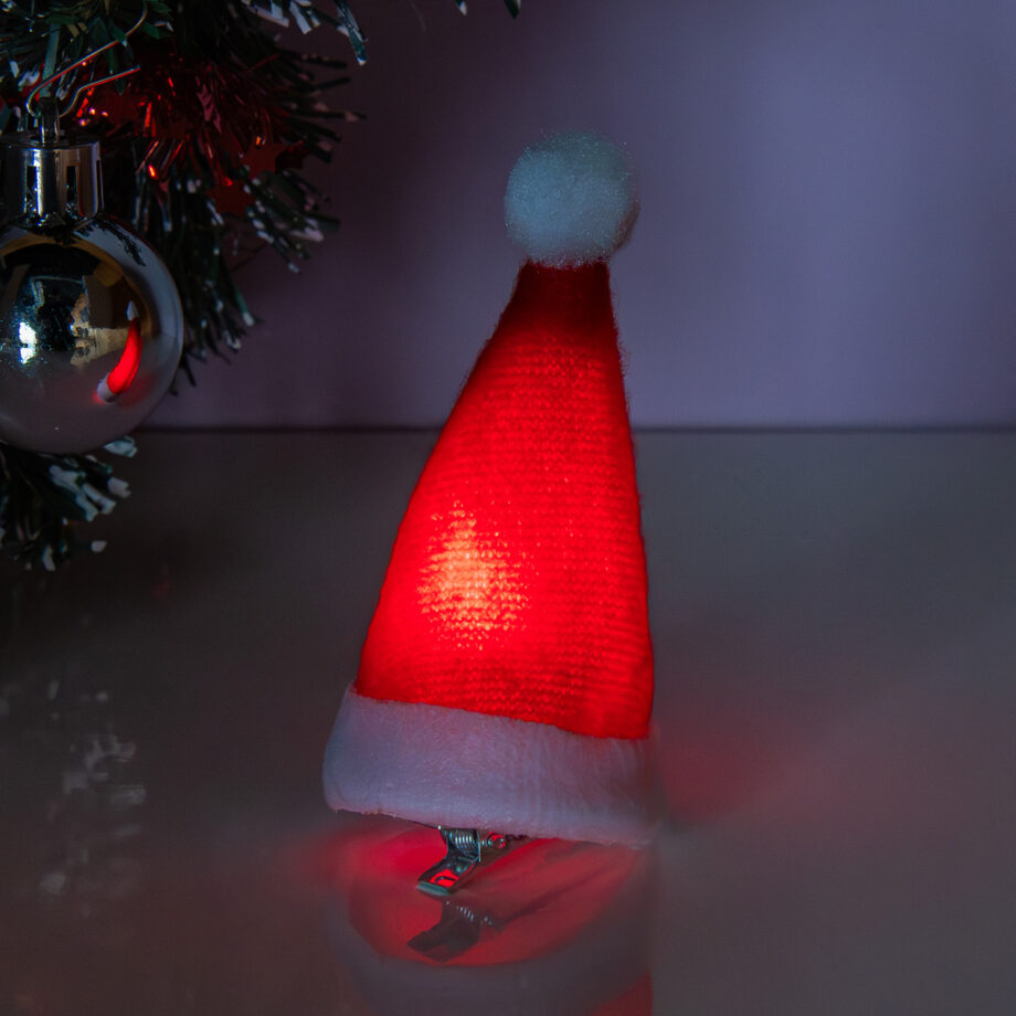 Kerstmuts haarclip met ledverlichting