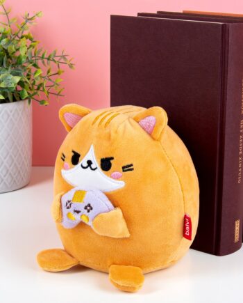 Kawaii kat boekensteun - Oranje/controller