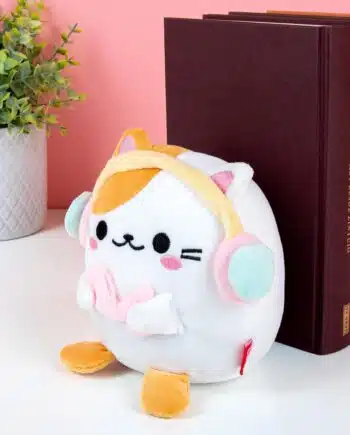 Kawaii kat boekensteun - Wit/koptelefoon
