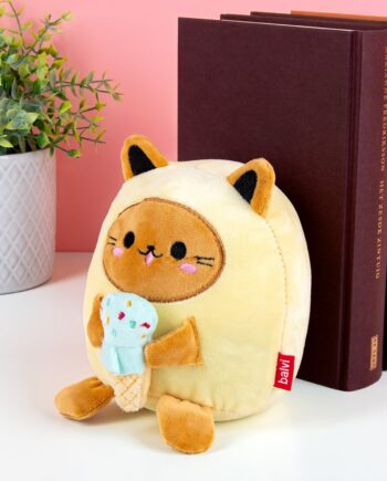 Kawaii kat boekensteun - Geel/ijsje