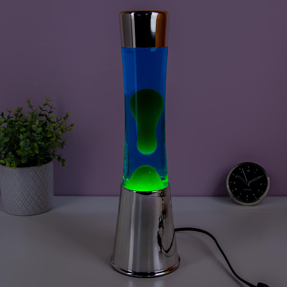 Lavalamp zilver met groene lava
