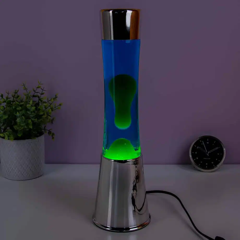 Lavalamp zilver met groene lava