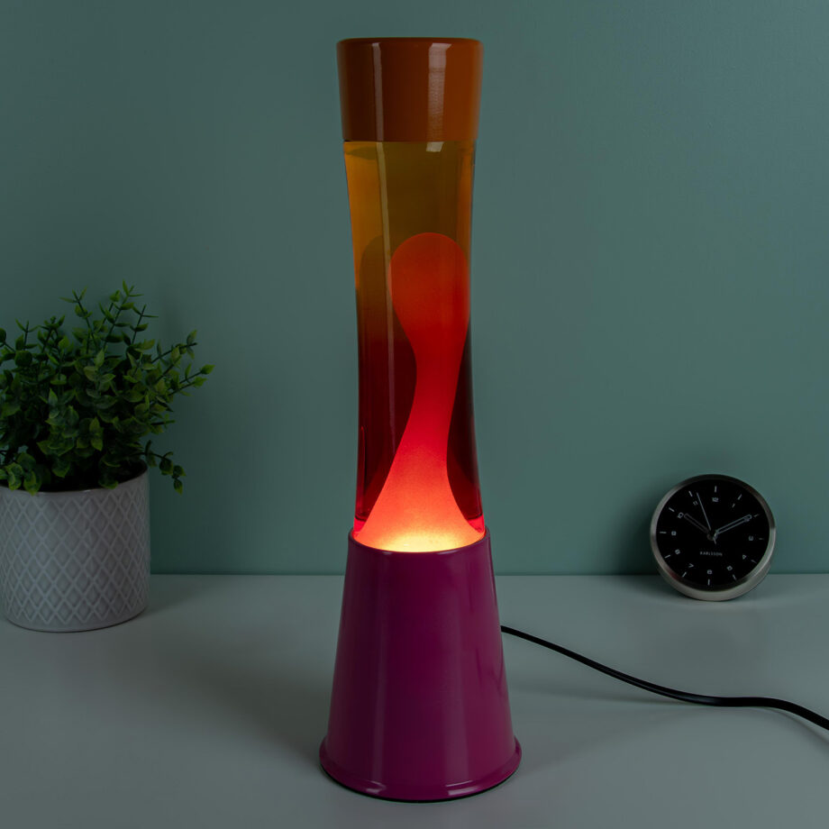 Lavalamp roze met oranje en geel