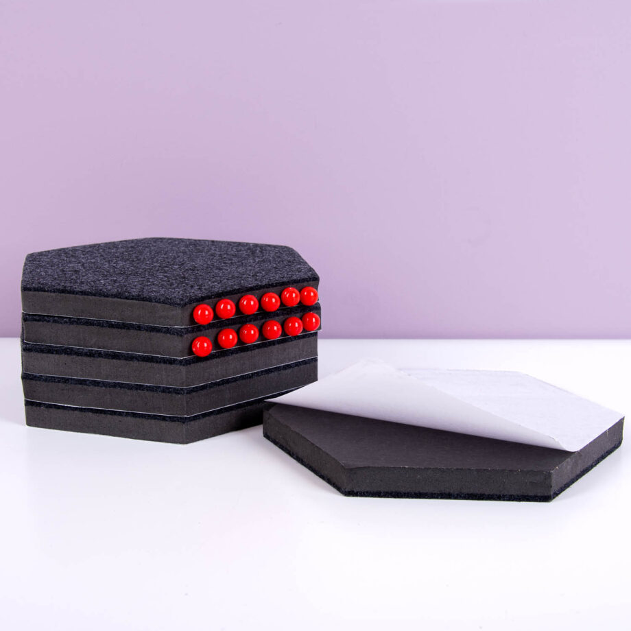 Zelfklevende hexagon prikborden (set van 6)