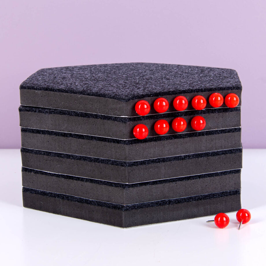 Zelfklevende hexagon prikborden (set van 6)