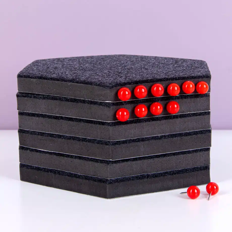 Zelfklevende hexagon prikborden (set van 6)