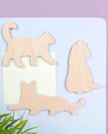 Houten dierenmagneten (set van 3) - Kat