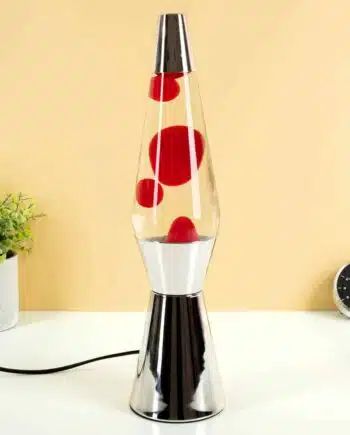 Bullet lavalamp zilver met rode lava