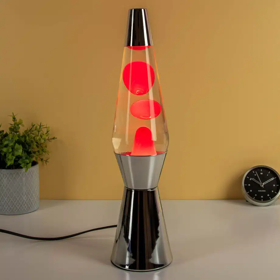 Bullet lavalamp zilver met rode lava
