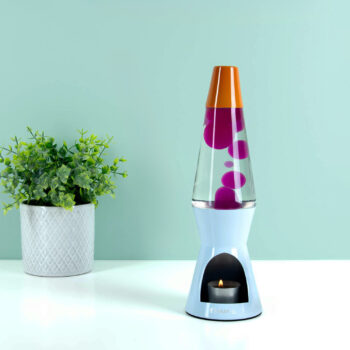 Waxinelicht lavalamp - Blauw met roze lava