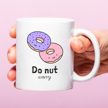 Mok met Tekst ‘’Do nut worry’’ | Materiaal: Keramiek | 33 cl | Mok met Tekst | Koffie Mok | Grappige Cadeau |  Vaatwasser bestendig | Humor | Mok met grappige tekst