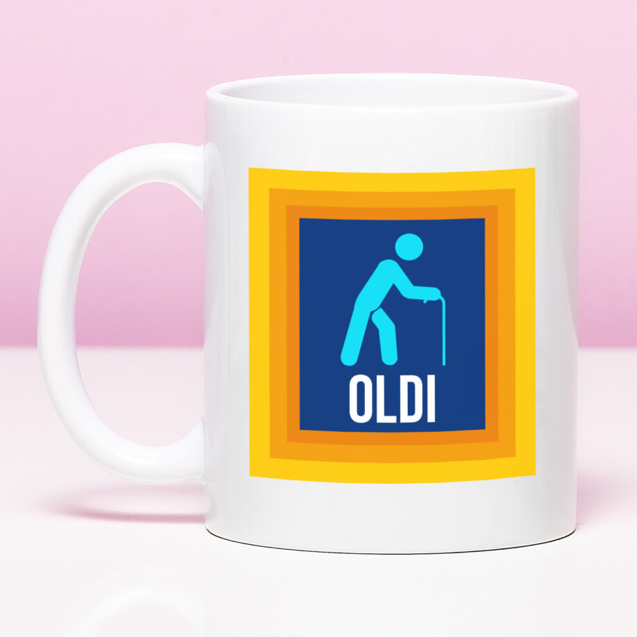 Mok met Tekst ‘’Oldi’’ | Materiaal: Keramiek | 33 cl | Mok met Tekst | Koffie Mok | Grappige Cadeau |  Vaatwasser bestendig | Humor | Mok met grappige tekst