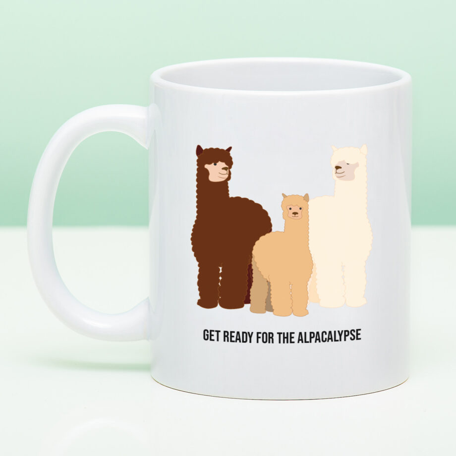 Mok met Tekst ‘’Get ready for the alpacalypse’’ | Materiaal: Keramiek | 33 cl | Mok met Tekst | Koffie Mok | Grappige Cadeau |  Vaatwasser bestendig | Humor | Mok met grappige tekst