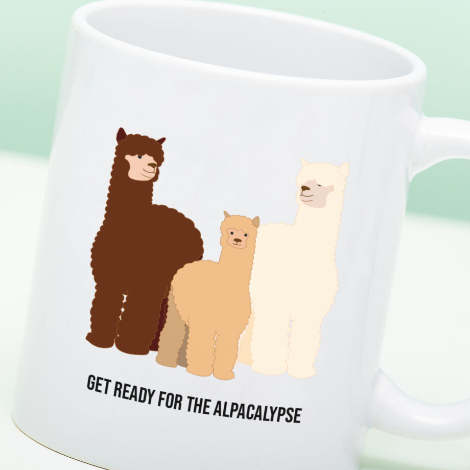 Mok met Tekst ‘’Get ready for the alpacalypse’’ | Materiaal: Keramiek | 33 cl | Mok met Tekst | Koffie Mok | Grappige Cadeau |  Vaatwasser bestendig | Humor | Mok met grappige tekst