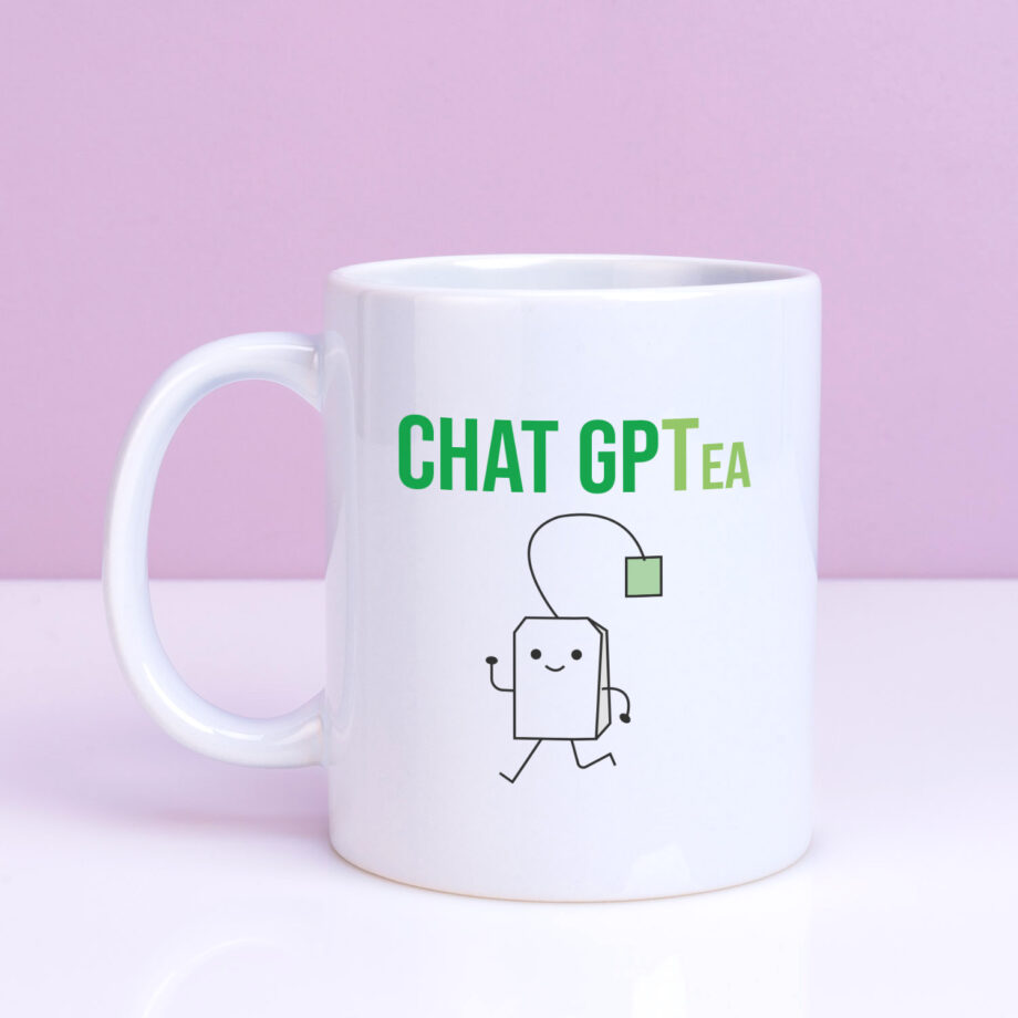 Mok met Tekst ‘’Chat GPTea’’ | Materiaal: Keramiek | 33 cl | Mok met Tekst | Koffie Mok | Grappige Cadeau |  Vaatwasser bestendig | Humor | Mok met grappige tekst