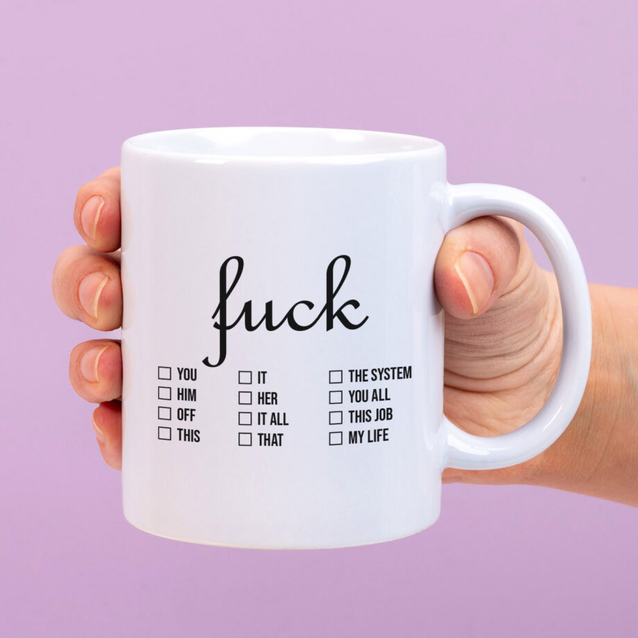 Mok met Tekst ‘’Fuck checklist’’ | Materiaal: Keramiek | 33 cl | Mok met Tekst | Koffie Mok | Grappige Cadeau |  Vaatwasser bestendig | Humor | Mok met grappige tekst