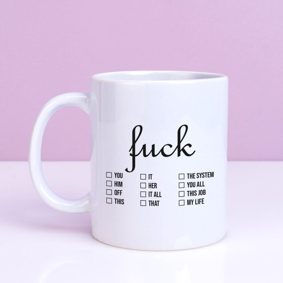 Mok met Tekst ‘’Fuck checklist’’ | Materiaal: Keramiek | 33 cl | Mok met Tekst | Koffie Mok | Grappige Cadeau |  Vaatwasser bestendig | Humor | Mok met grappige tekst