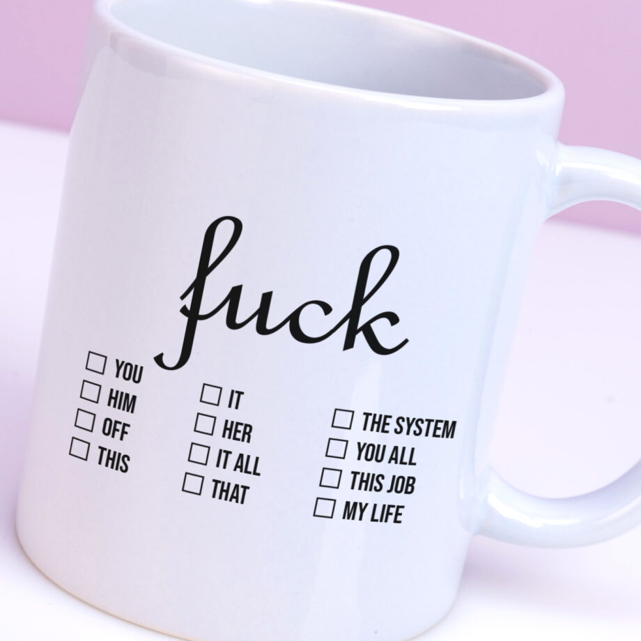 Mok met Tekst ‘’Fuck checklist’’ | Materiaal: Keramiek | 33 cl | Mok met Tekst | Koffie Mok | Grappige Cadeau |  Vaatwasser bestendig | Humor | Mok met grappige tekst